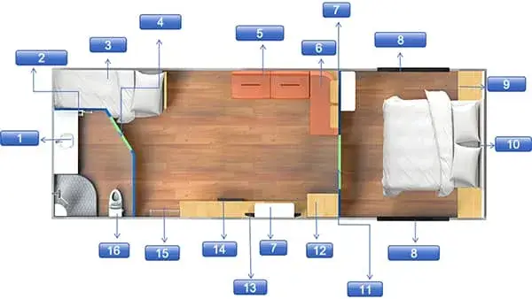 كرفان سحب (سرير زوجي + سرير أطفال)